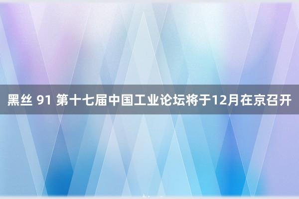 黑丝 91 第十七届中国工业论坛将于12月在京召开