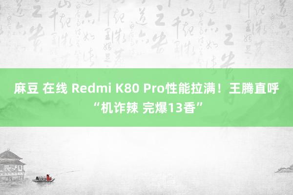 麻豆 在线 Redmi K80 Pro性能拉满！王腾直呼“机诈辣 完爆13香”