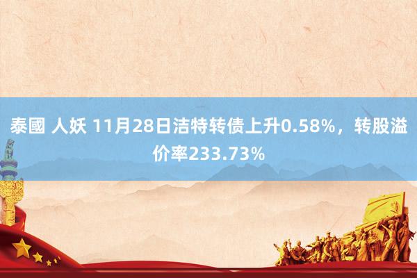 泰國 人妖 11月28日洁特转债上升0.58%，转股溢价率233.73%