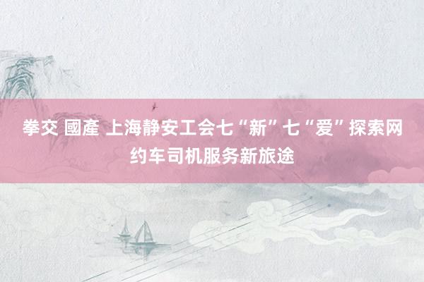 拳交 國產 上海静安工会七“新”七“爱”探索网约车司机服务新旅途