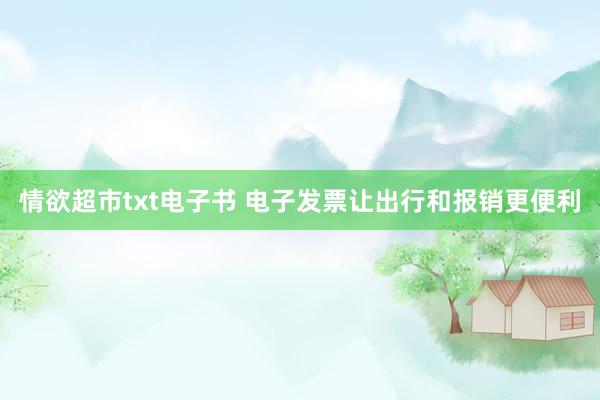 情欲超市txt电子书 电子发票让出行和报销更便利