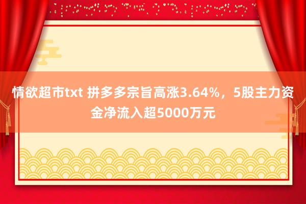 情欲超市txt 拼多多宗旨高涨3.64%，5股主力资金净流入超5000万元