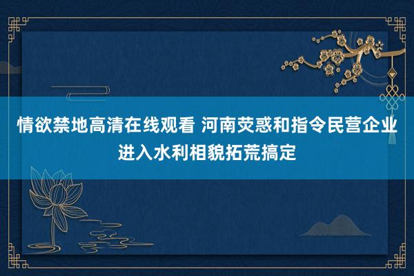 情欲禁地高清在线观看 河南荧惑和指令民营企业进入水利相貌拓荒搞定