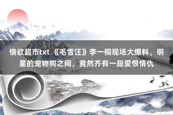 情欲超市txt 《毛雪汪》李一桐现场大爆料，明星的宠物狗之间，竟然齐有一段爱恨情仇