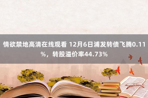 情欲禁地高清在线观看 12月6日浦发转债飞腾0.11%，转股溢价率44.73%