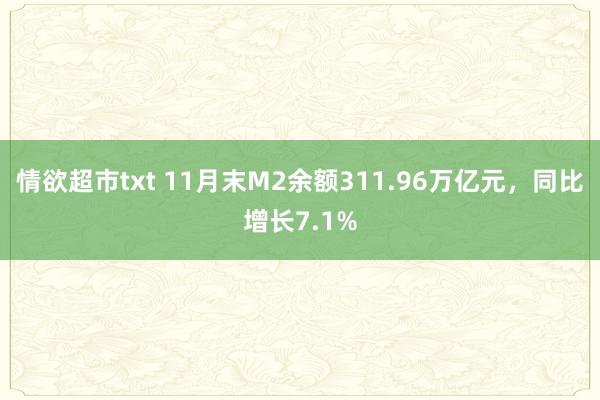 情欲超市txt 11月末M2余额311.96万亿元，同比增长7.1%