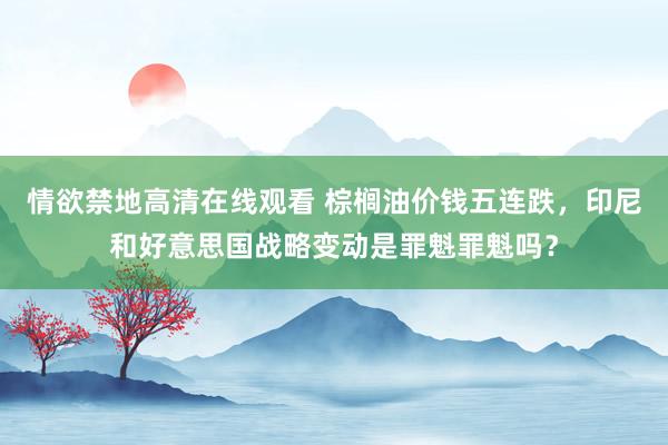 情欲禁地高清在线观看 棕榈油价钱五连跌，印尼和好意思国战略变动是罪魁罪魁吗？