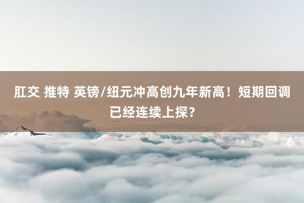 肛交 推特 英镑/纽元冲高创九年新高！短期回调已经连续上探？