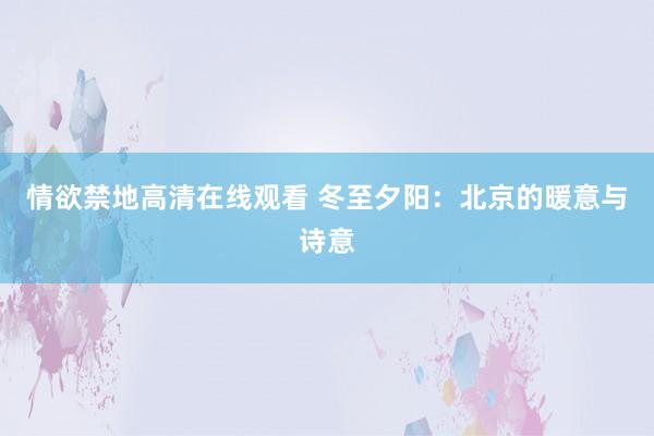 情欲禁地高清在线观看 冬至夕阳：北京的暖意与诗意