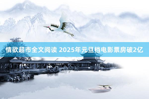 情欲超市全文阅读 2025年元旦档电影票房破2亿